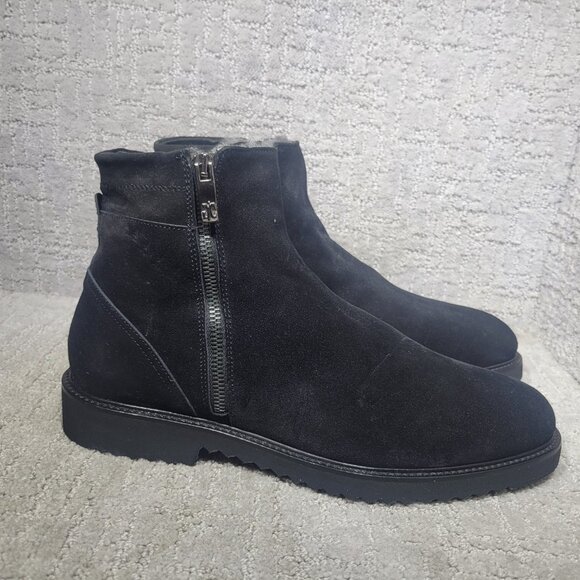Giovanni Conti Mens Size EU 45 US 12 Black Suede Sherpa Lined Winter Ankle Boots - Picture 4 of 13